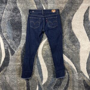 Vintage Y2K Levis 524 Too Superlow Dark‎ Wash Skinny Jeans Frayed Hem Womens 7M